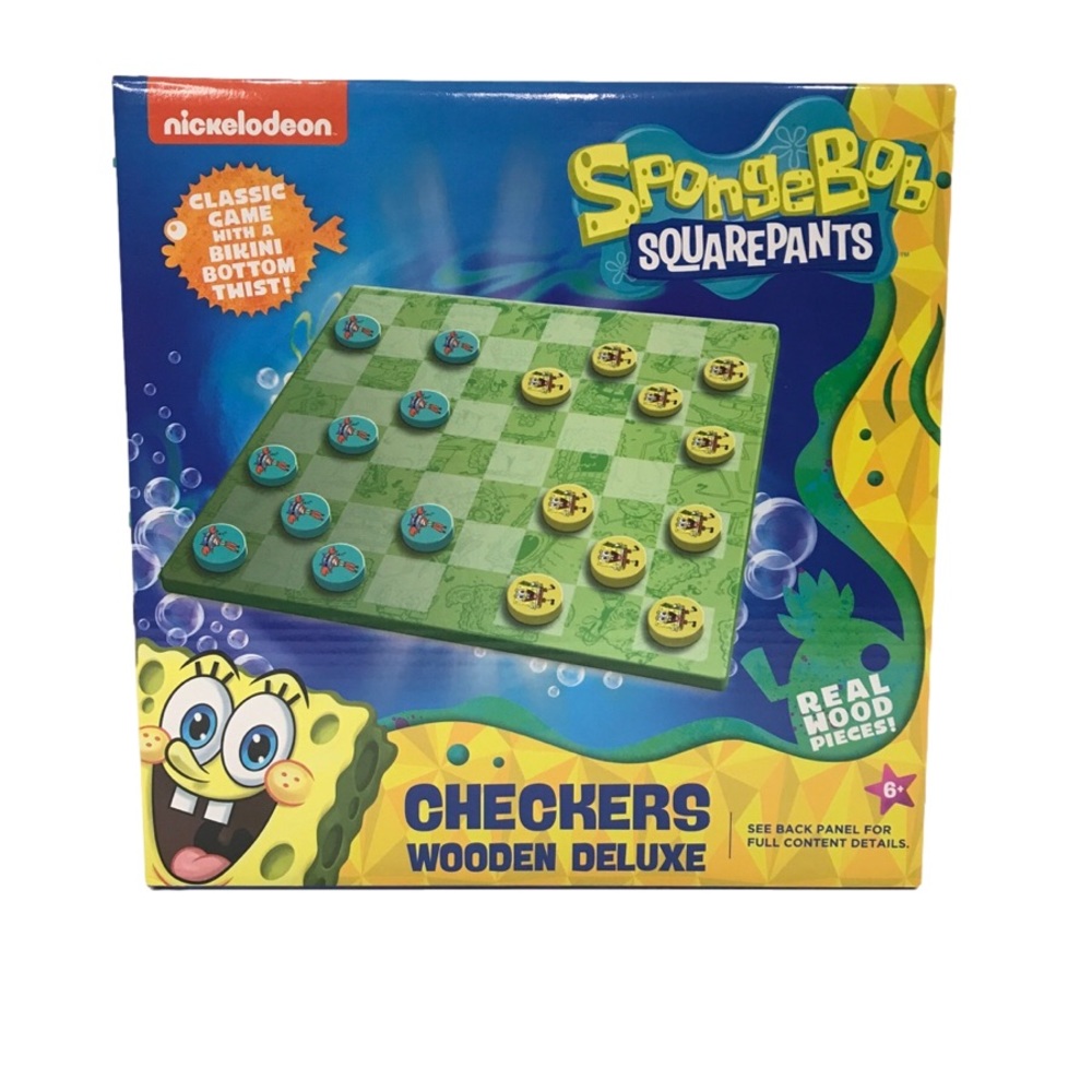 SpongeBob SquarePants Wooden Deluxe Checker Set Nickelodeon New Sealed Game